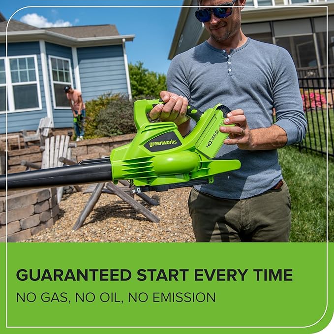 Greenworks GD40BV Cordless Leaf Blow Vac with Brushless Motor, 280km/h, 9.63m³/min, 45L Mulching Bag WITHOUT 40V Battery & Charger, 3 Year Guarantee