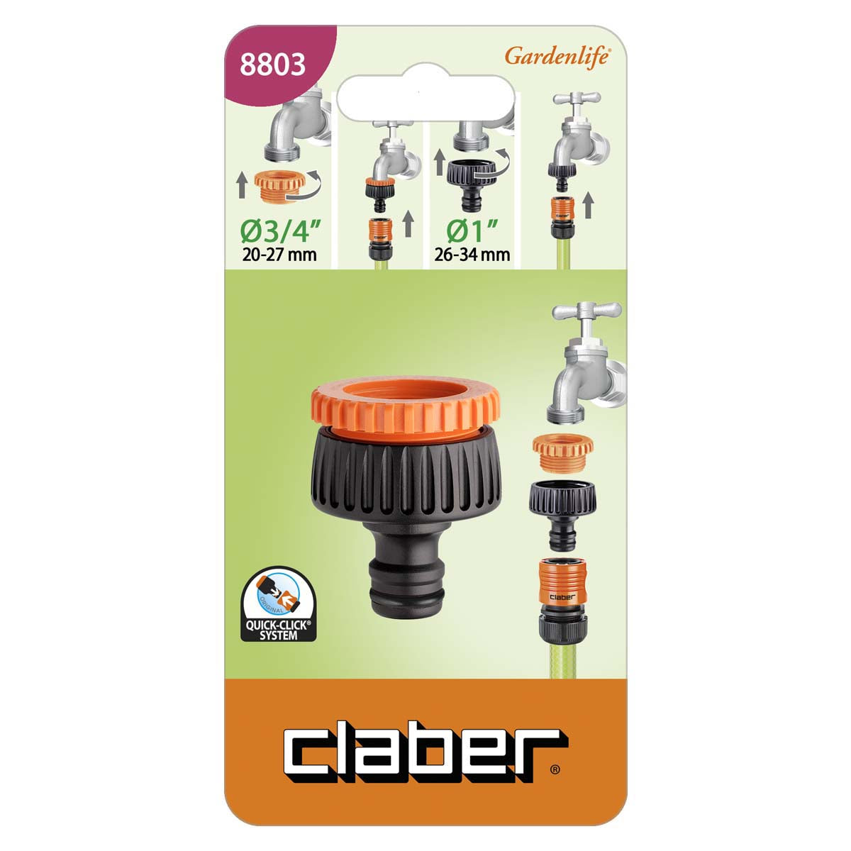 Multi threaded tap connector 1” - 3/4”